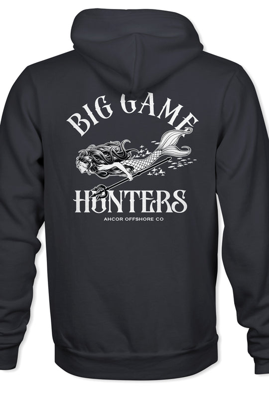 Unisex hoodie with mermaid design back image.