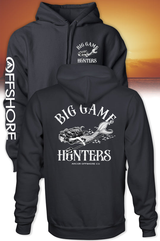 Unisex hoodie with mermaid design front and back.